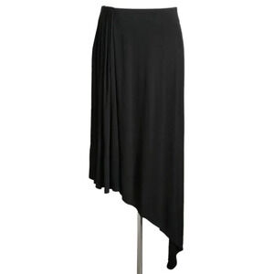 WHBM Black Jersey Asymmetrical Midi A-Line Skirt- White House Black Market